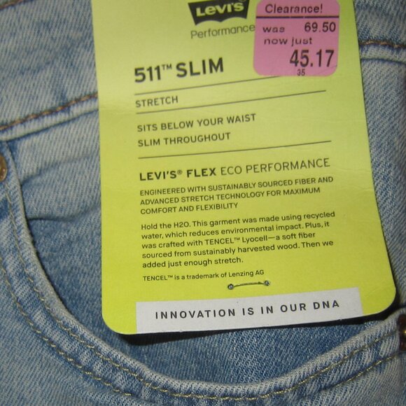 Levi's 511 Slim Jeans Men's Flex Eco Performance NEW - Picture 5 of 7